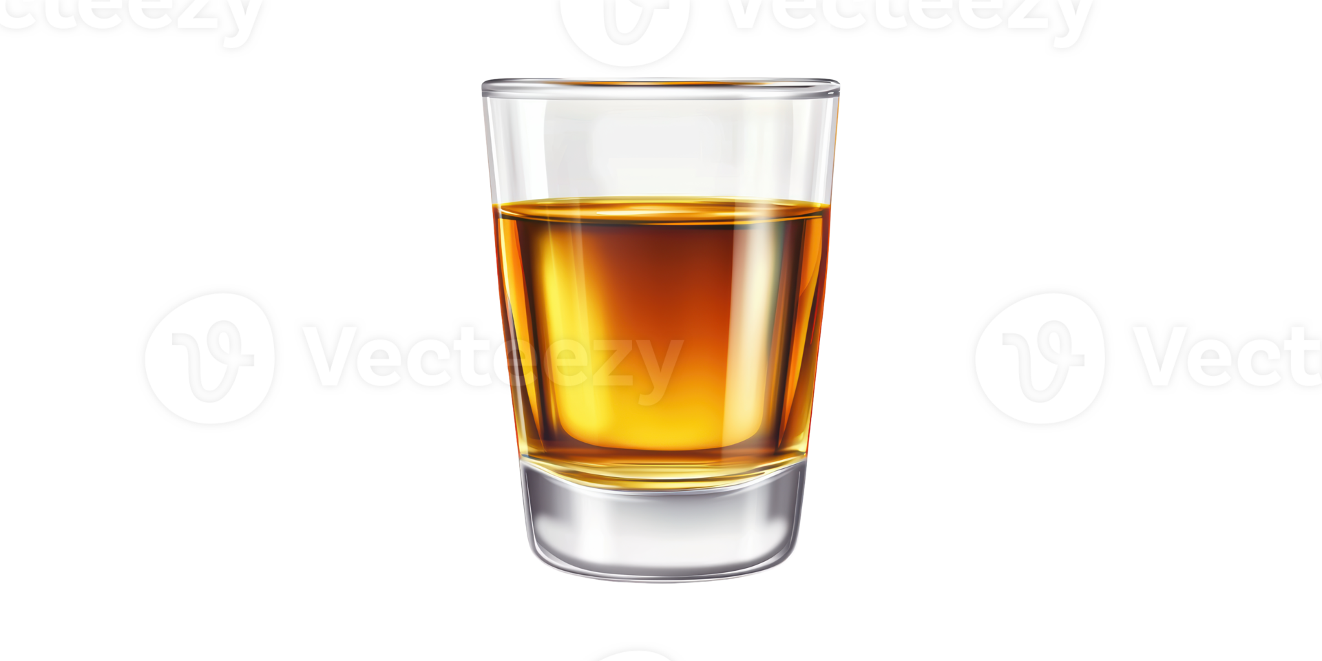 Shot Glass With Amber Liquid. Alcoholic Beverage Representation Isolated On Transparent Background png