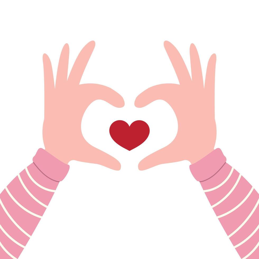 Heart Hands Gesture with Red Heart vector