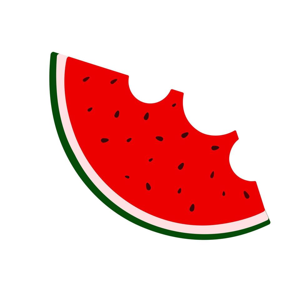 Watermelon slice, sweet ripe fruit, red flesh with green rind, organic diet ingredient for dessert, healthy vegan food image for summer design, projects, menu, packaging decor vector
