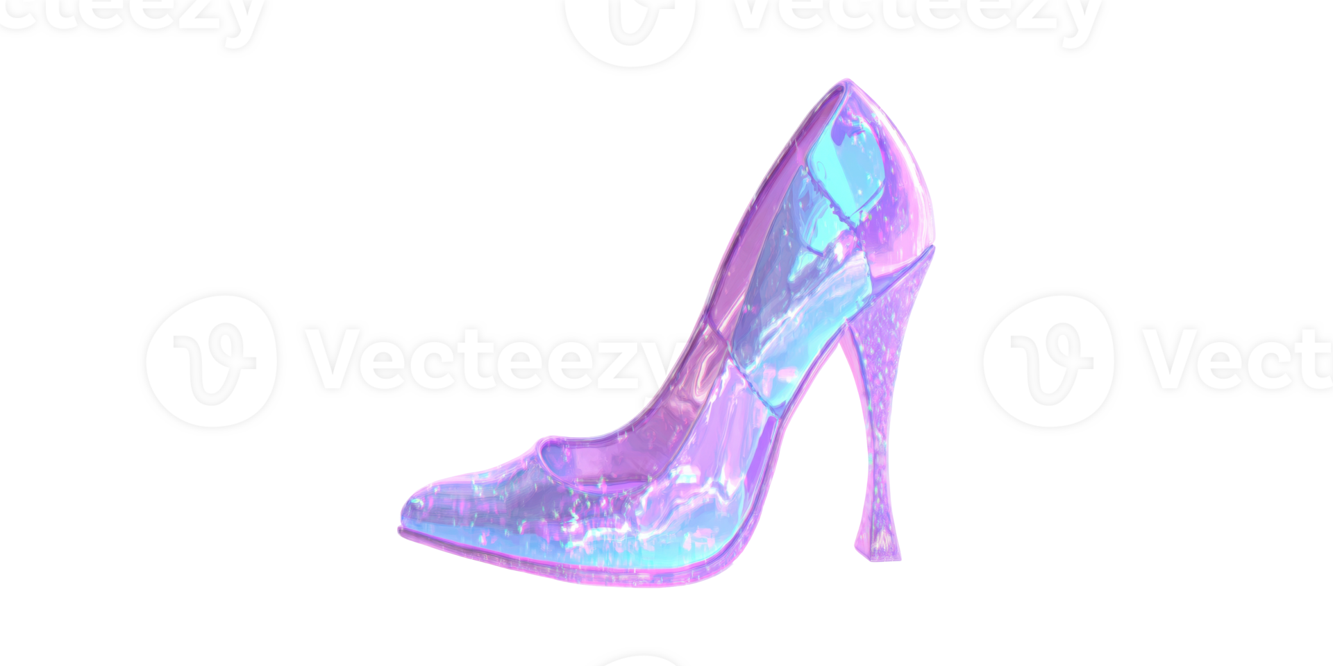 Holographic High Heel Shoe. Fashion And Futuristic Style Concept Isolated On Transparent Background png