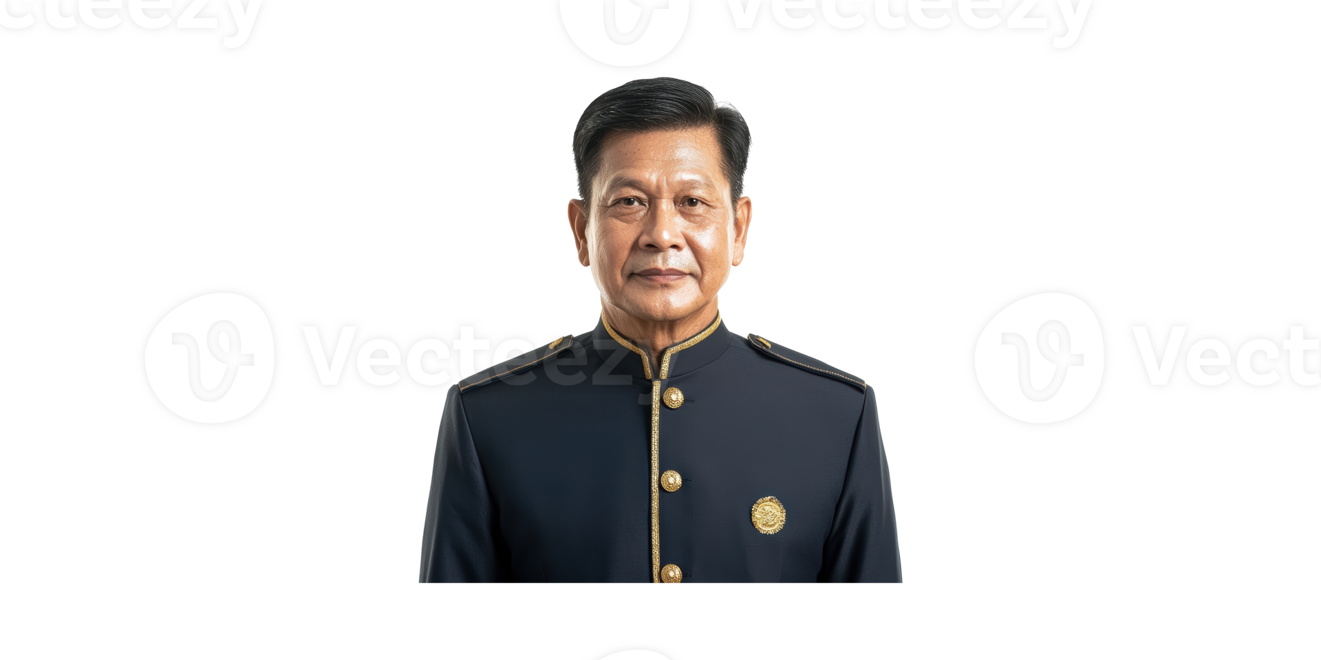 Senior Man In Formal Military Uniform. Authority And Leadership Portrait Isolated On Transparent Background png