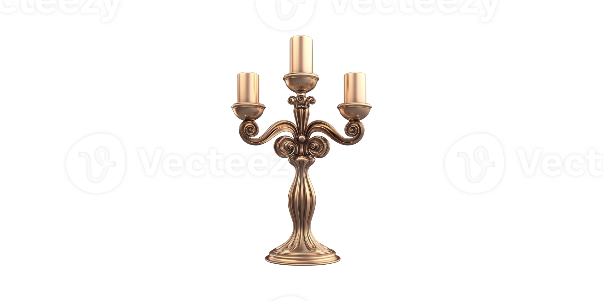 Elegant Bronze Candelabra With Three Candles. Classic Home Decor And Ambiance Isolated On Transparent Background png