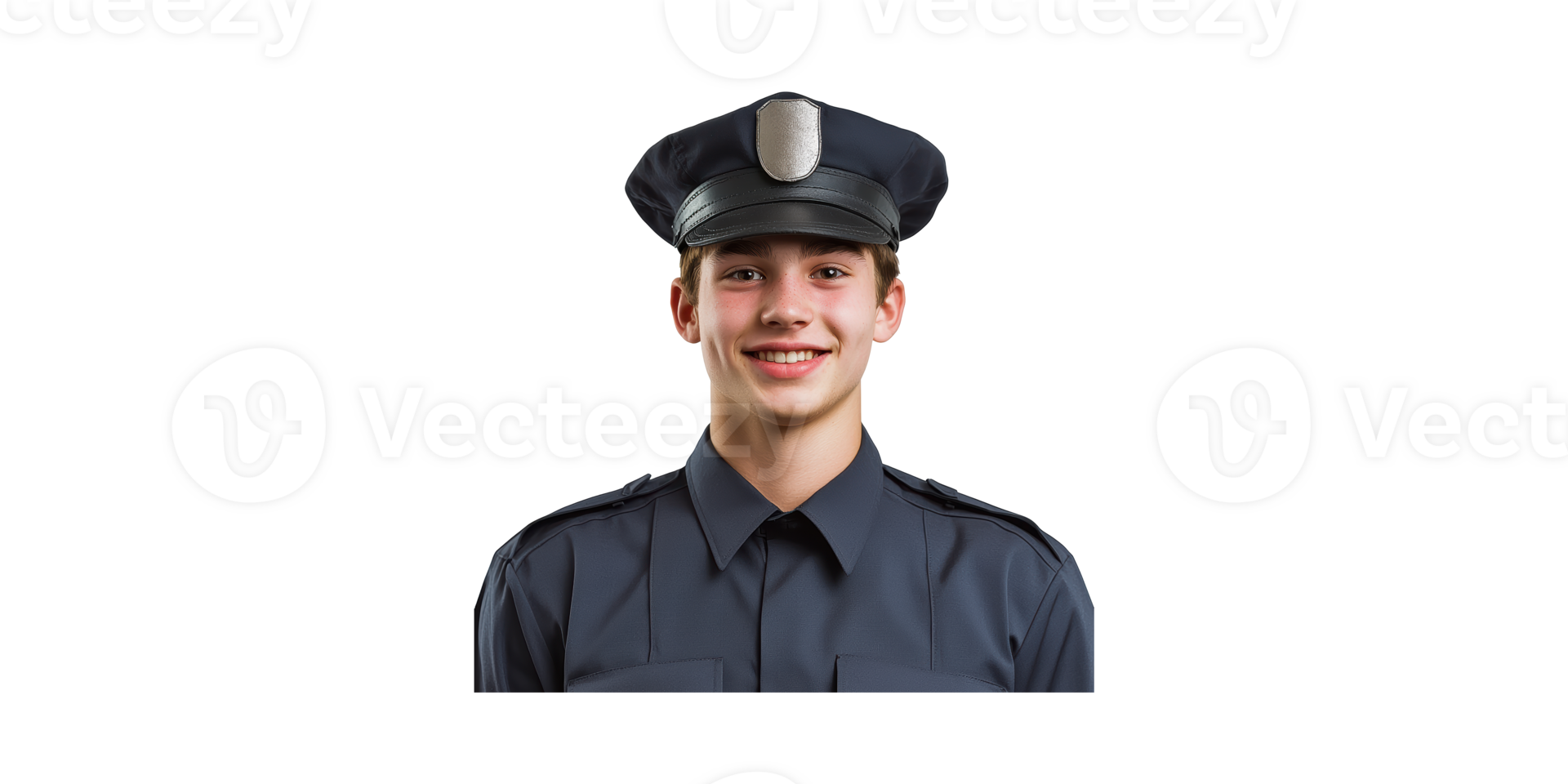 Young Male Police Officer Smiling In Uniform. Law Enforcement And Community Engagement Isolated On Transparent Background png