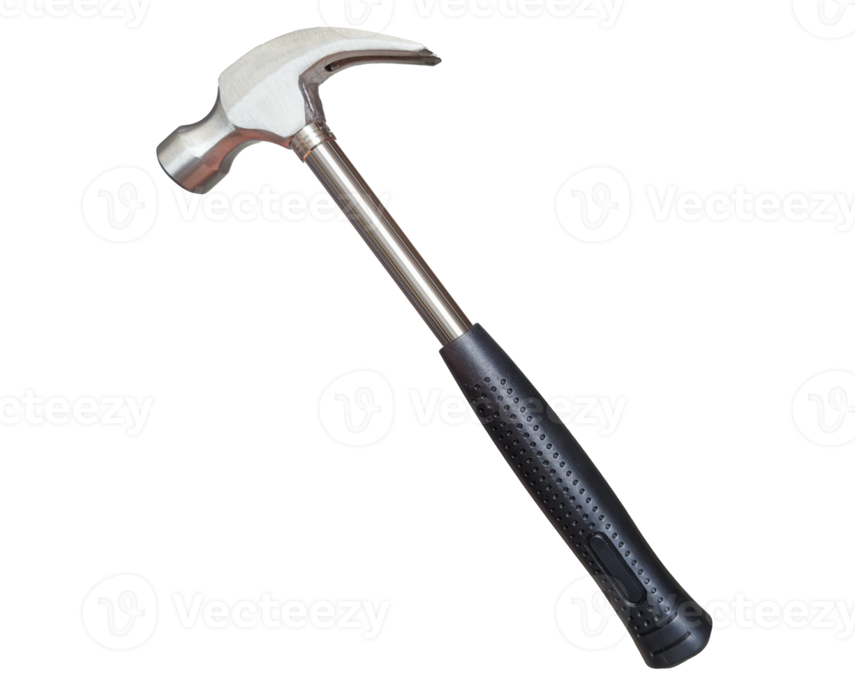Claw hammer with black rubber handle. png