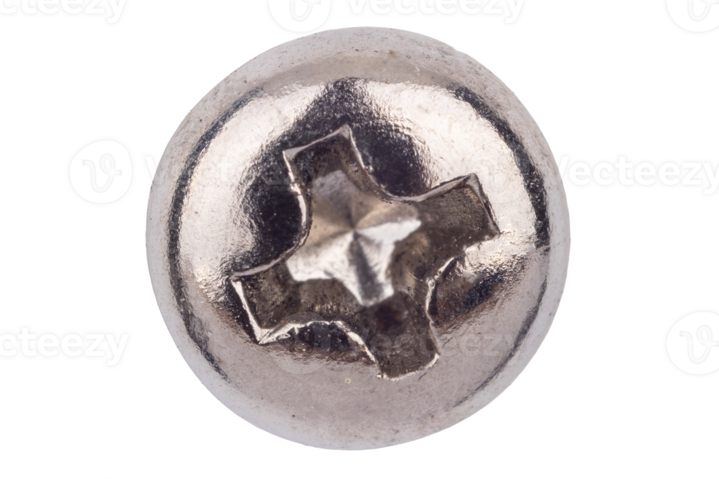 Shiny Cross Recessed Screw Head Macro Close Up png