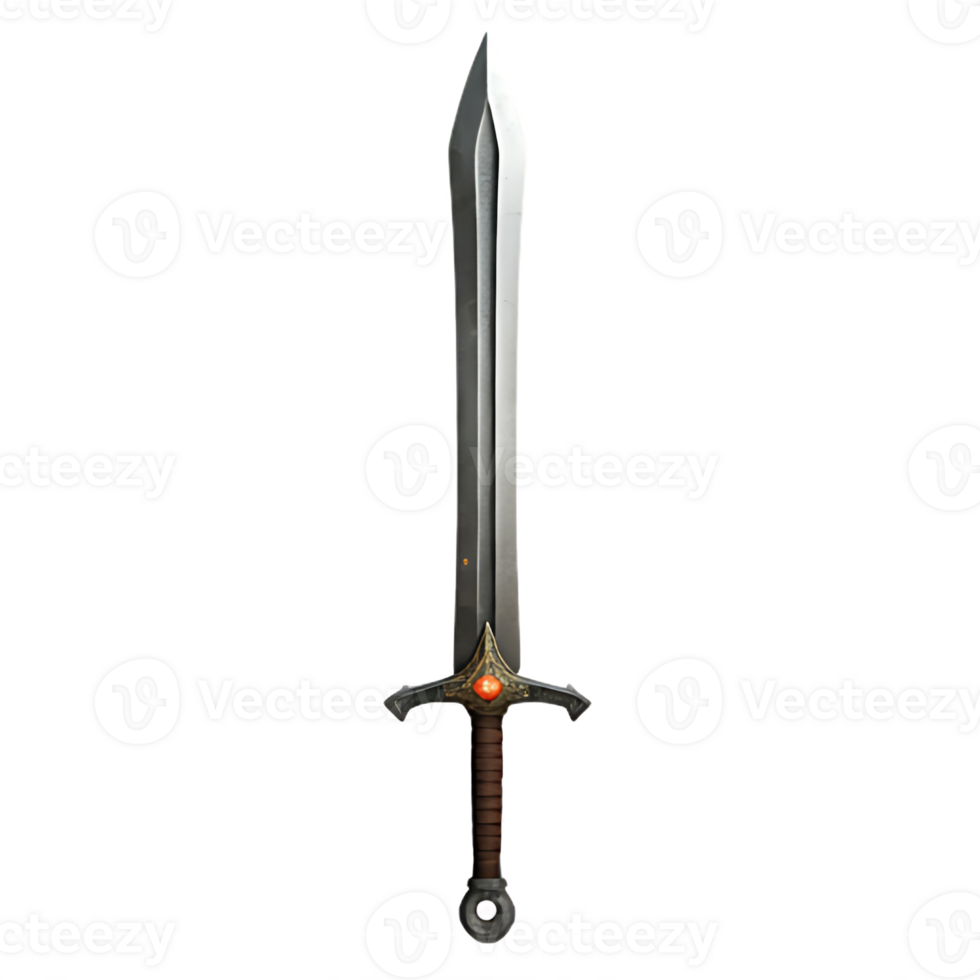 Medieval Warrior Sword on Transparent Background png