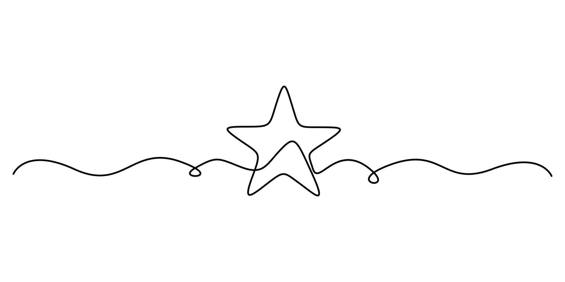 Continuous one line drawing of Christmas star isolated on white background graphic illustration vector