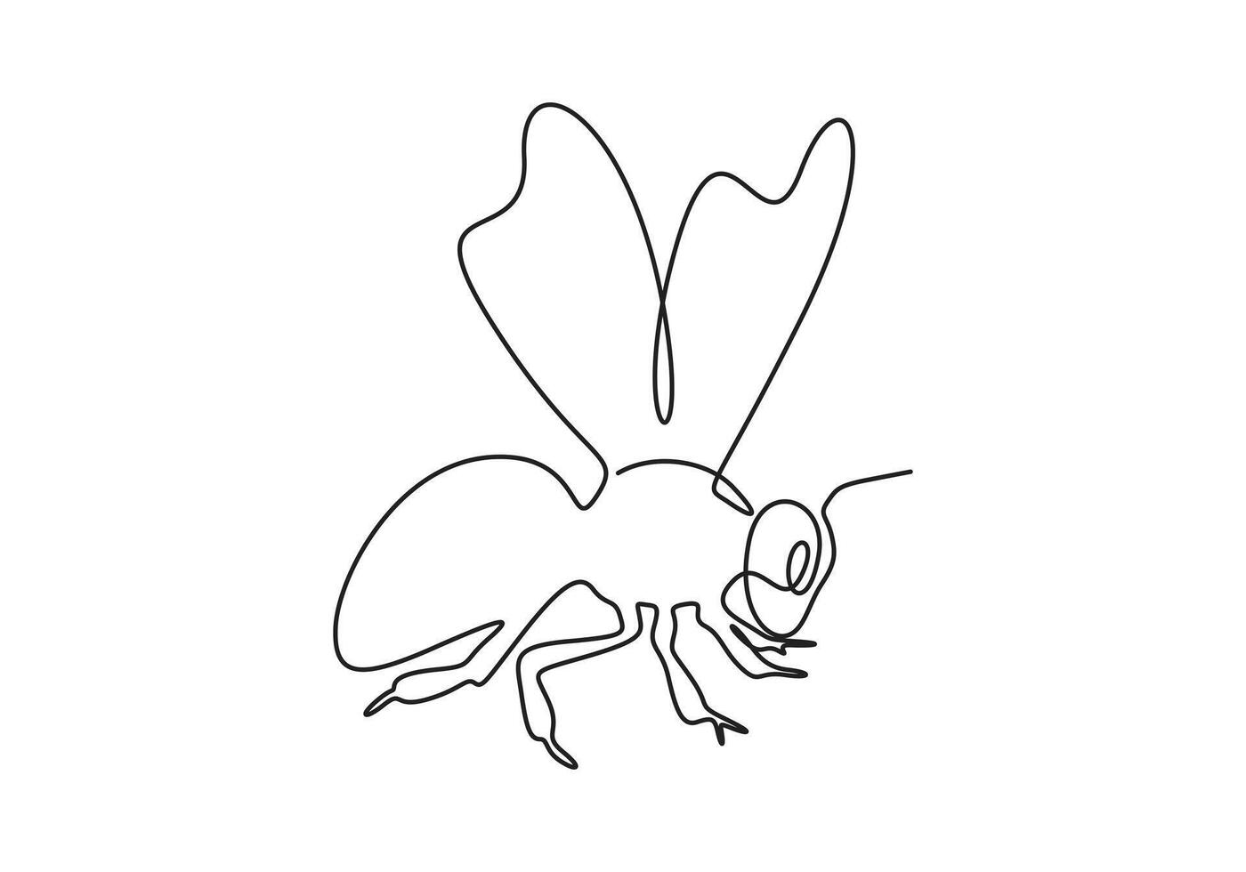 Honey bee continuous one line drawing. Bee single line outline graphic illustration vector