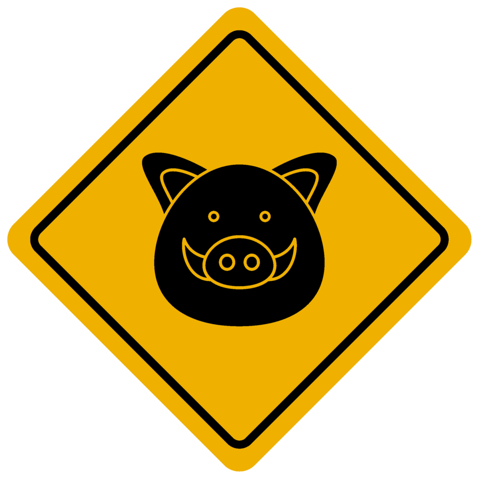 hog wild boar warning. animal traffic sign png