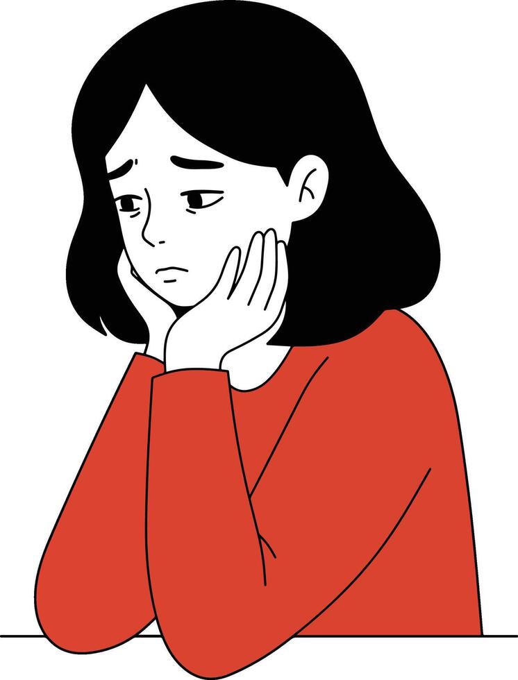 Sad Woman with Hands on Face vector