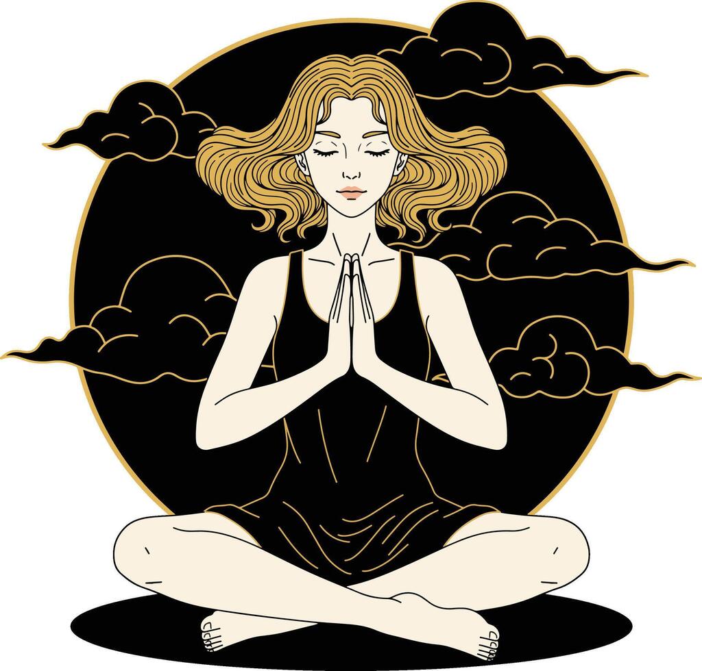 Meditating Woman in Lotus Pose with Spiritual Aura vector