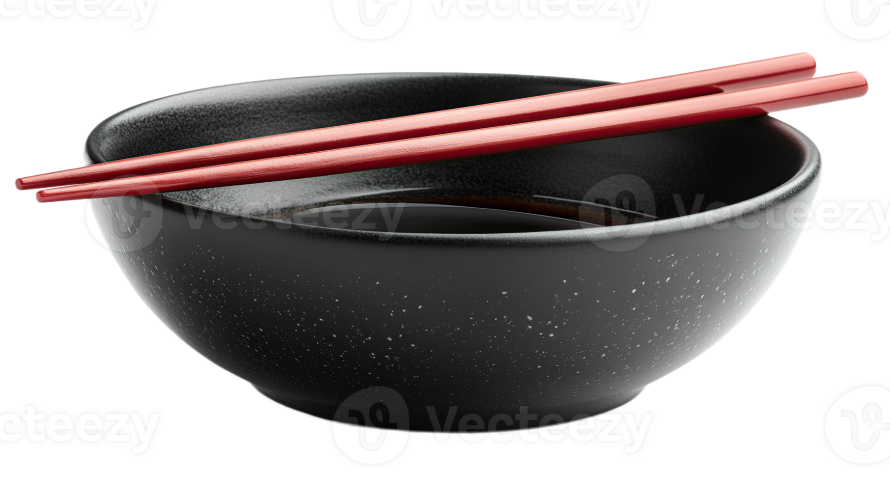Dark bowl of soy sauce with chopsticks png
