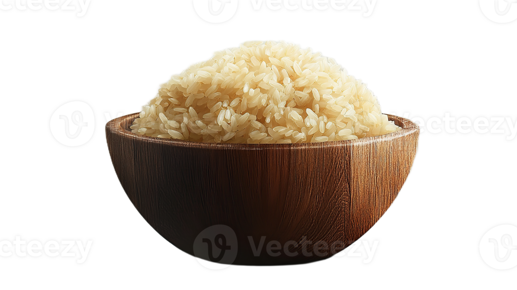 A wooden bowl filled with cooked rice png