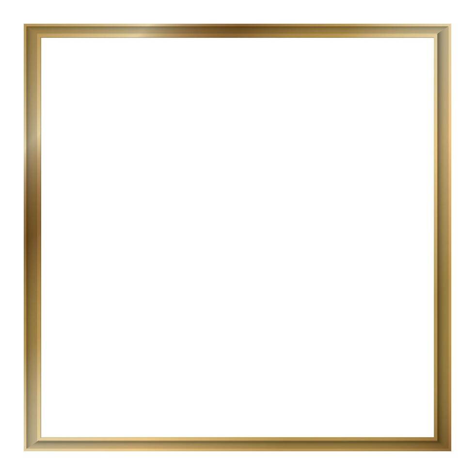 3D golden square frame isolated with white background graphic illustration. vector
