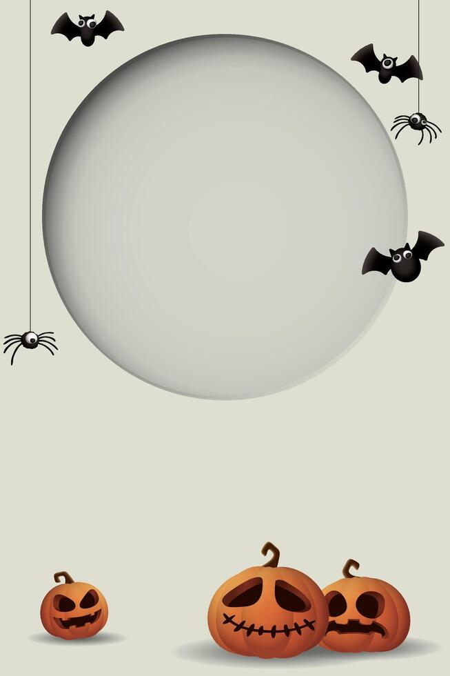 Halloween pumpkins with bats and spiders vector