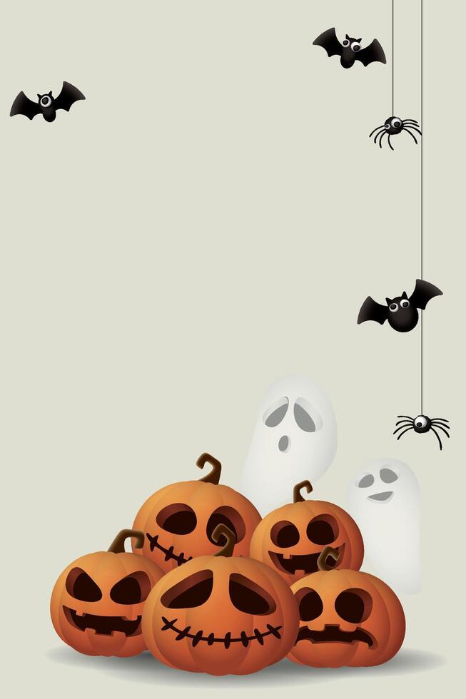 Halloween pumpkins and ghosts illustration vector