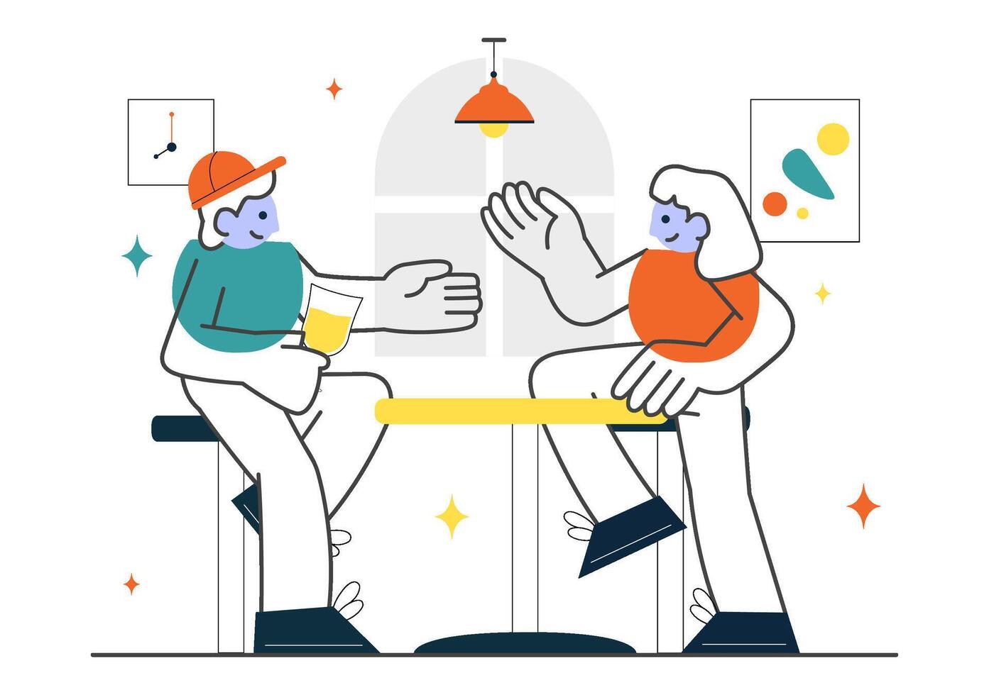 Two characters having a conversation vector