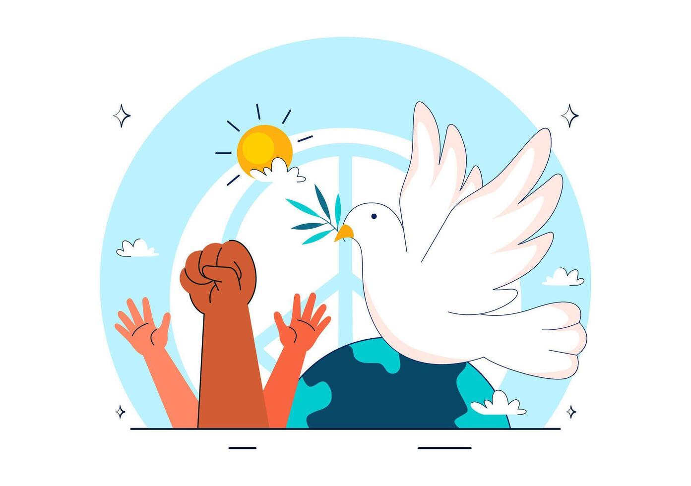 Dove and raised fist in peace symbol vector