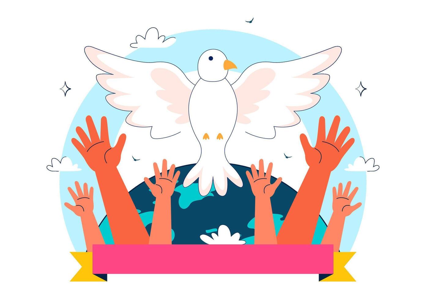 Dove and hands representing peace vector