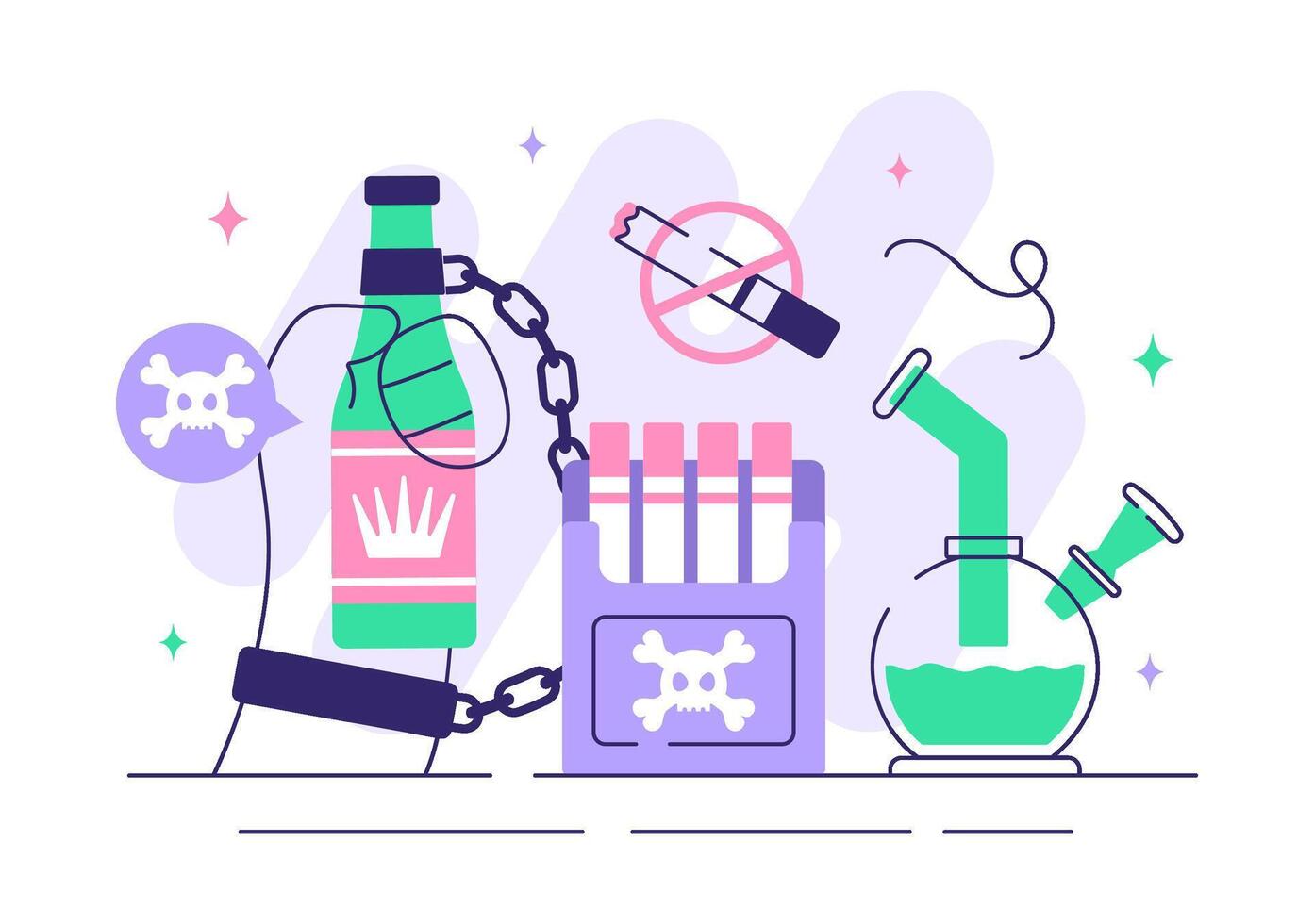 Illustration of a Narcologist Dealing with Alcohol and Drug Addiction in a Medical Setting vector