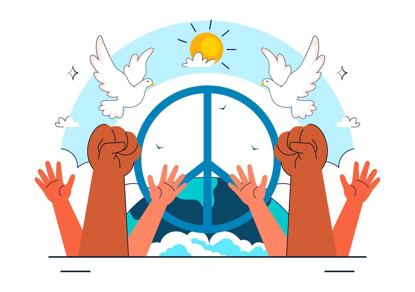 International Day of Non-Violence Banner with Cultural Unity and Understanding Symbols in Art vector