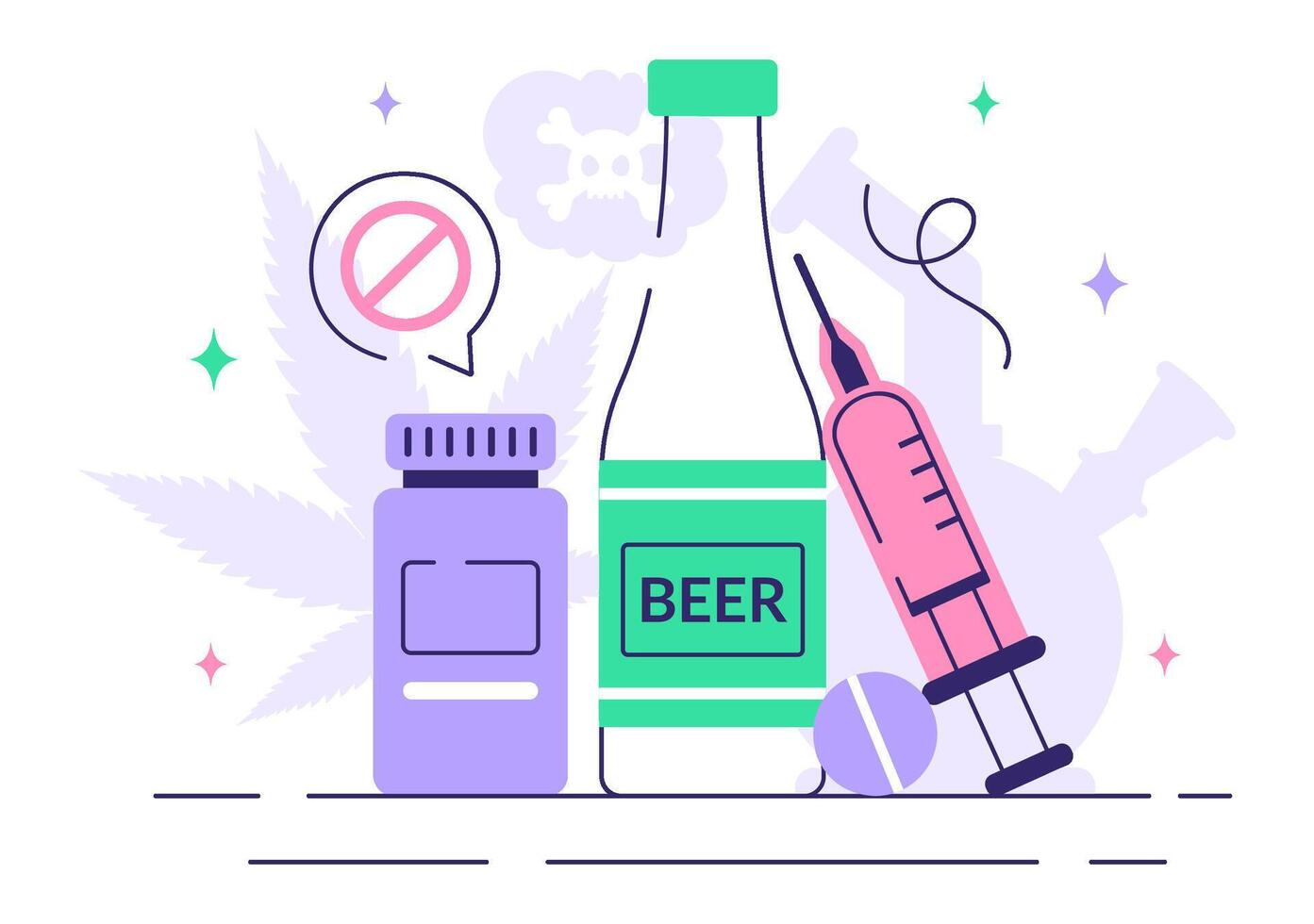 Illustration of a Narcologist Promoting Awareness of Drug, Alcohol, and Tobacco Issues in Healthcare vector
