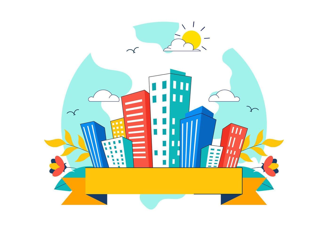 illustration for World Cities Day, highlighting sustainable urban growth and community interest in global development vector