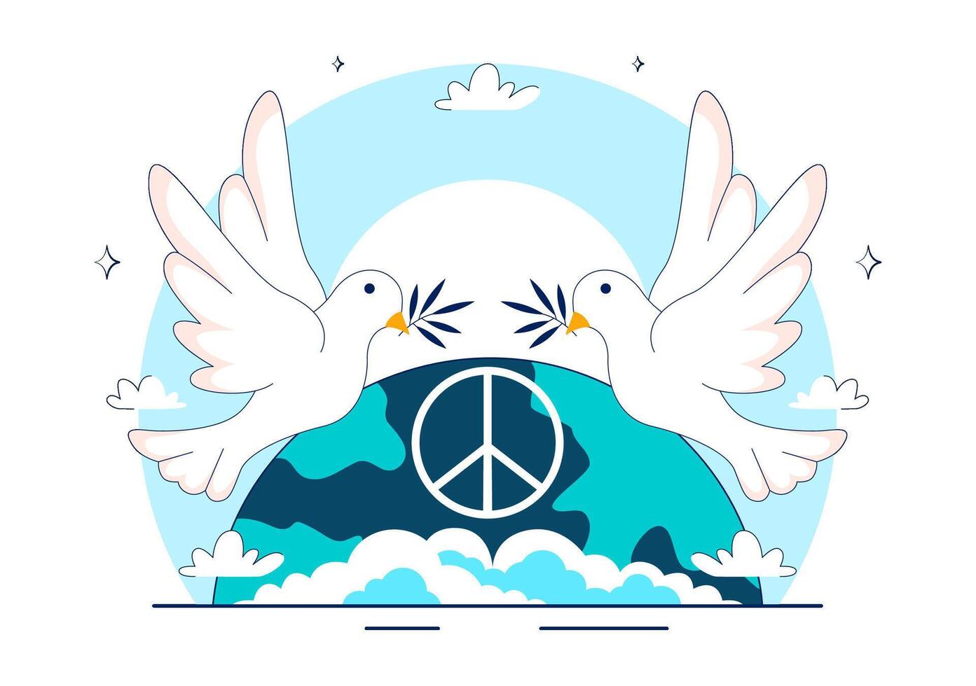 Peace and Non-Violence Awareness Day Illustration with Olive Branch and Dove Symbol vector