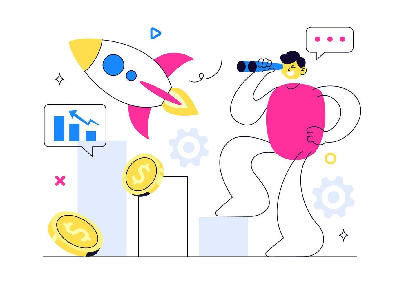 Illustration of business growth and innovation vector