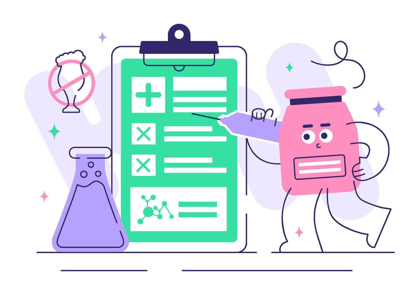 Flat Style Illustration of a Narcologist Working on Substance Abuse Awareness vector