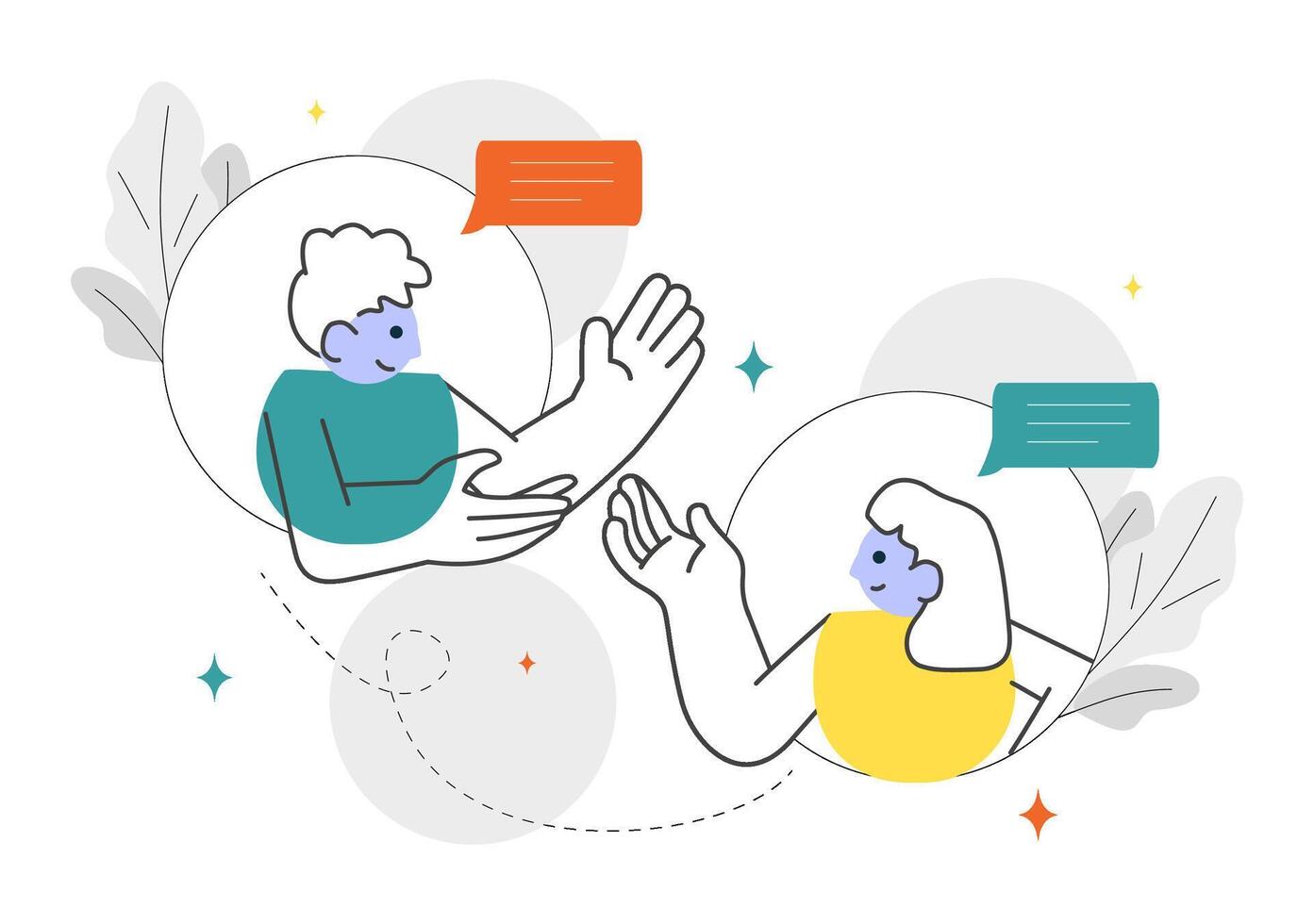 Cartoon of Mobile Social Networking with Conversation and Audience Reactions vector