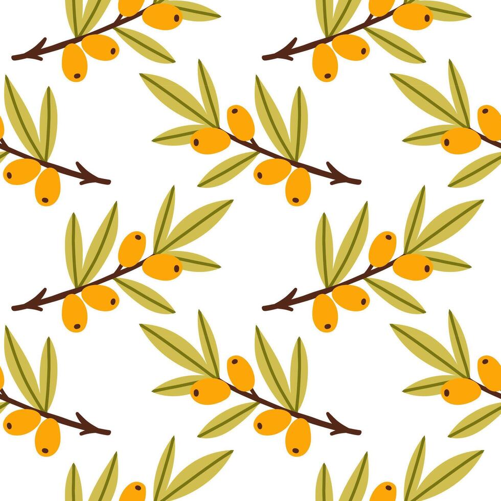 Autumn simple berries seamless pattern. Fall isolated berries on white background. Square repeat pattern flat design for fall season. vector