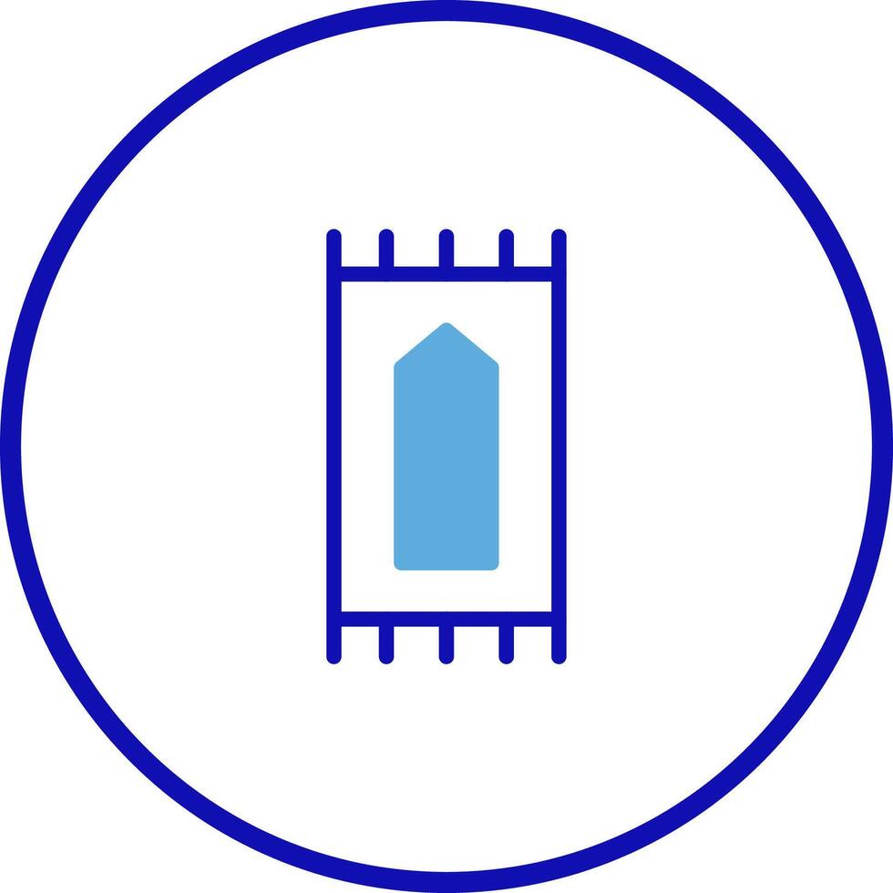 Simple illustration of a prayer rug design inside a circle presenting muslim traditions and practices vector
