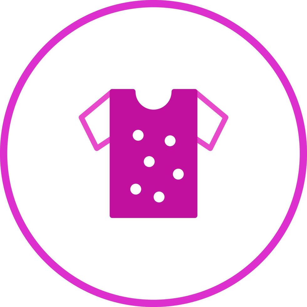 Graphic representation of a purple t-shirt with white dots in a circle frame design icon vector