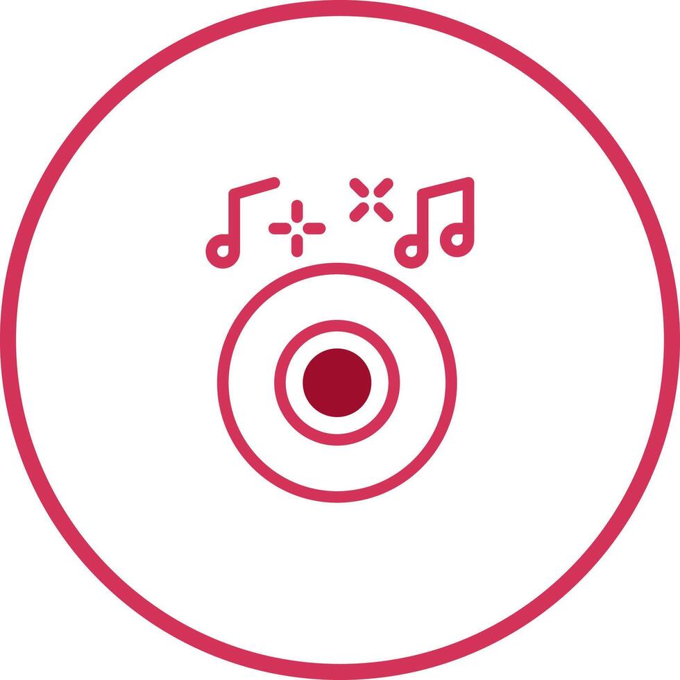 Musical illustration presenting a stylized record with music notes icon for digital media and art vector