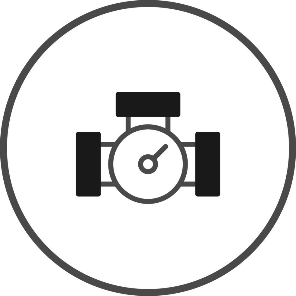 Simple illustration depicting a flow meter design for engineering and industrial applications with circular frame vector