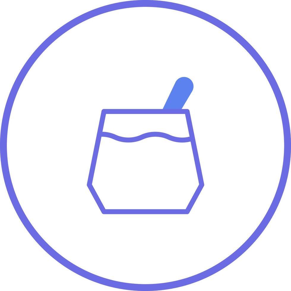 Minimalist icon illustration of a glass container with liquid and spoon inside the container vector