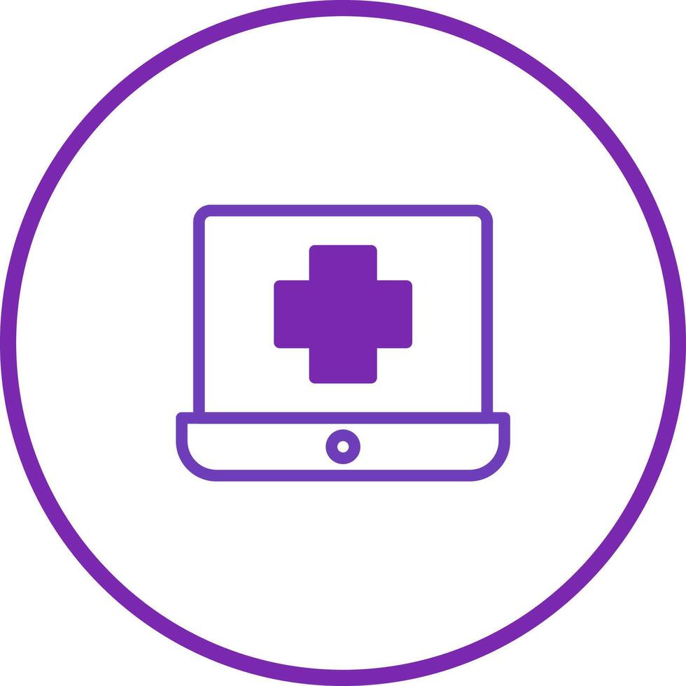 Medical consultation online via laptop a digital platform displaying a medical cross symbol for healthcare vector