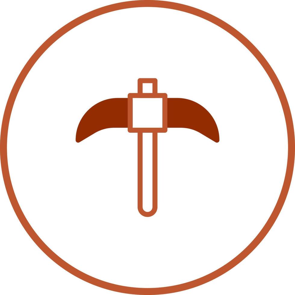 Vintage mining icon illustration features pickaxe symbol inside circle showcasing historic tool in graphic style emblem vector