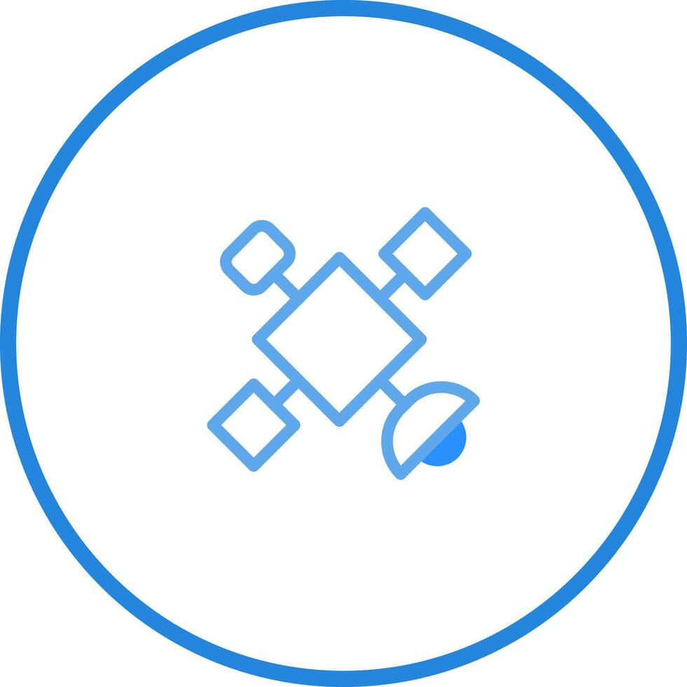 Minimalist satellite illustration in space with interconnected nodes for global communication and advanced technology systems vector