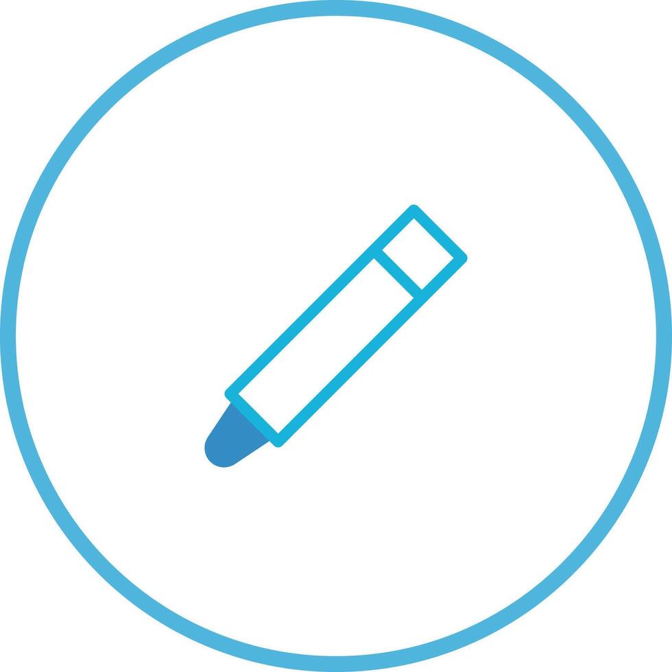 Simple blue linear pen icon inside circle graphic representation symbolizing writing tools equipment communication and creativity vector