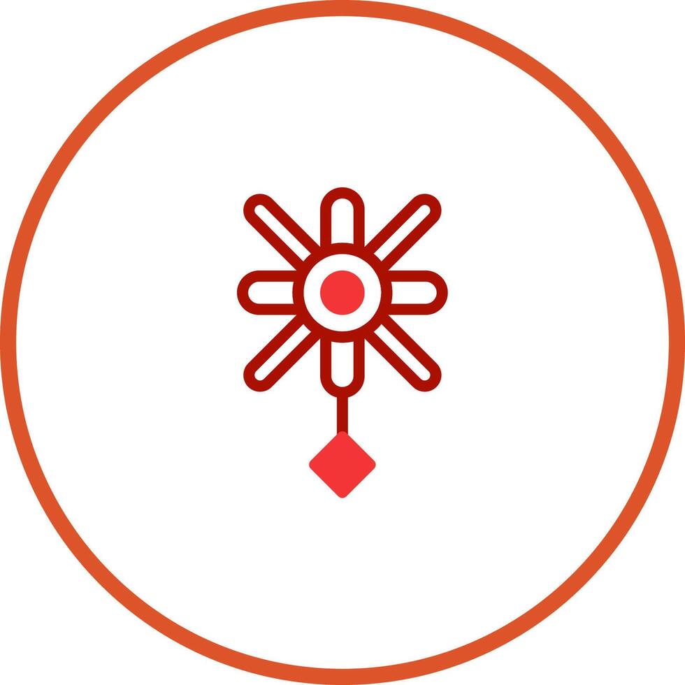 Minimalist illustration of a traditional chinese knot with round frame and red colour design vector
