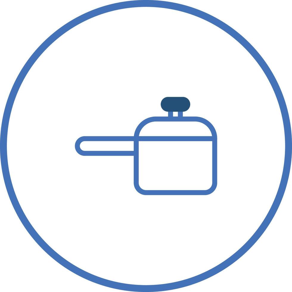 Simple cooking pot icon design inside blue circle representing kitchenware and food preparation utensils illustration graphic vector