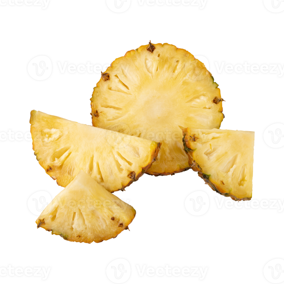 Close up slice of pineapple isolated on transparent background png