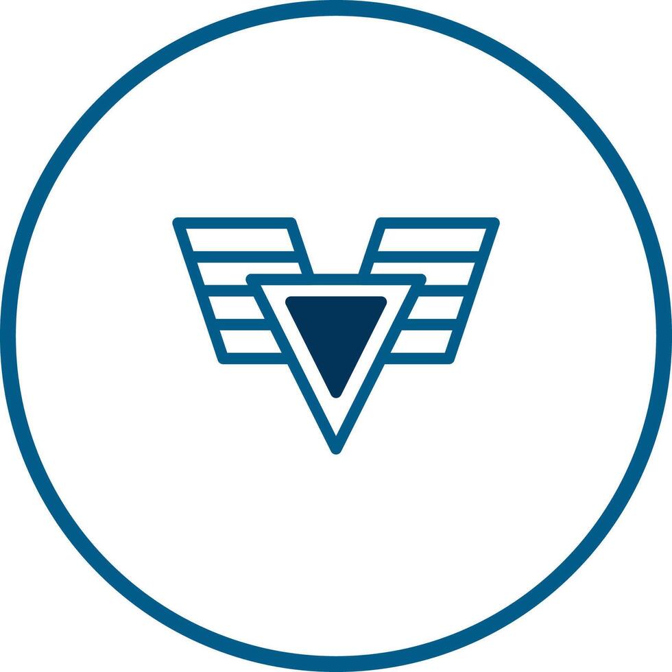 Geometric symbol with wings inside a circle design for aviation or transport themes vector
