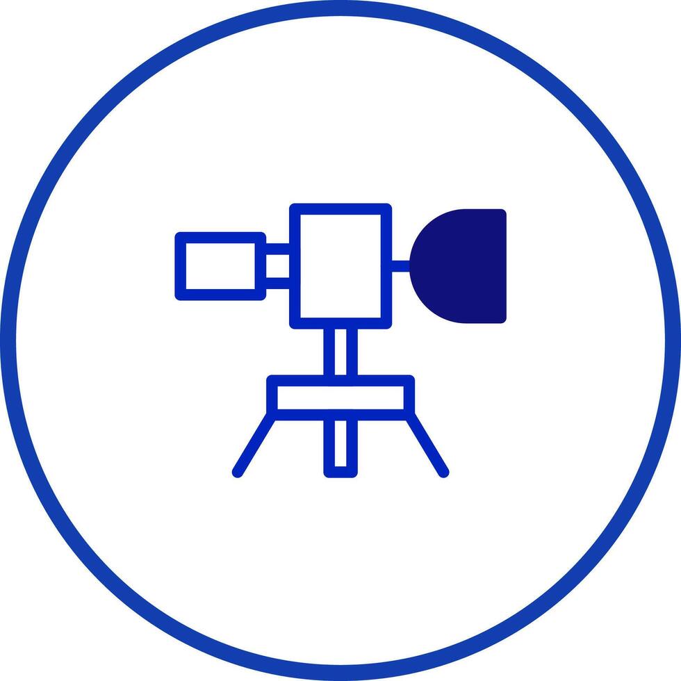 The artful digital design features a simplified camera icon creatively framed inside a contrasting vibrant blue circular border vector