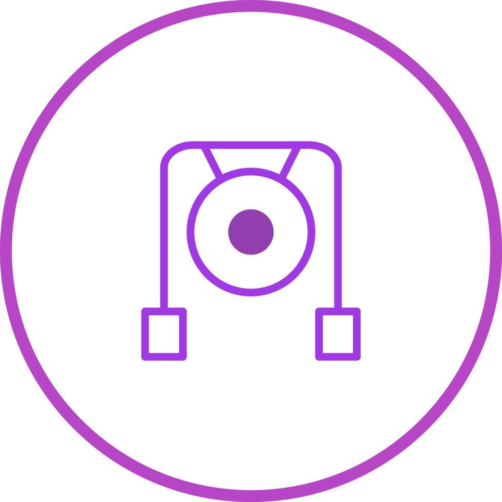 Minimalistic depiction of a gong outline icon for zen culture and relaxation promoting mindfulness through sound vector
