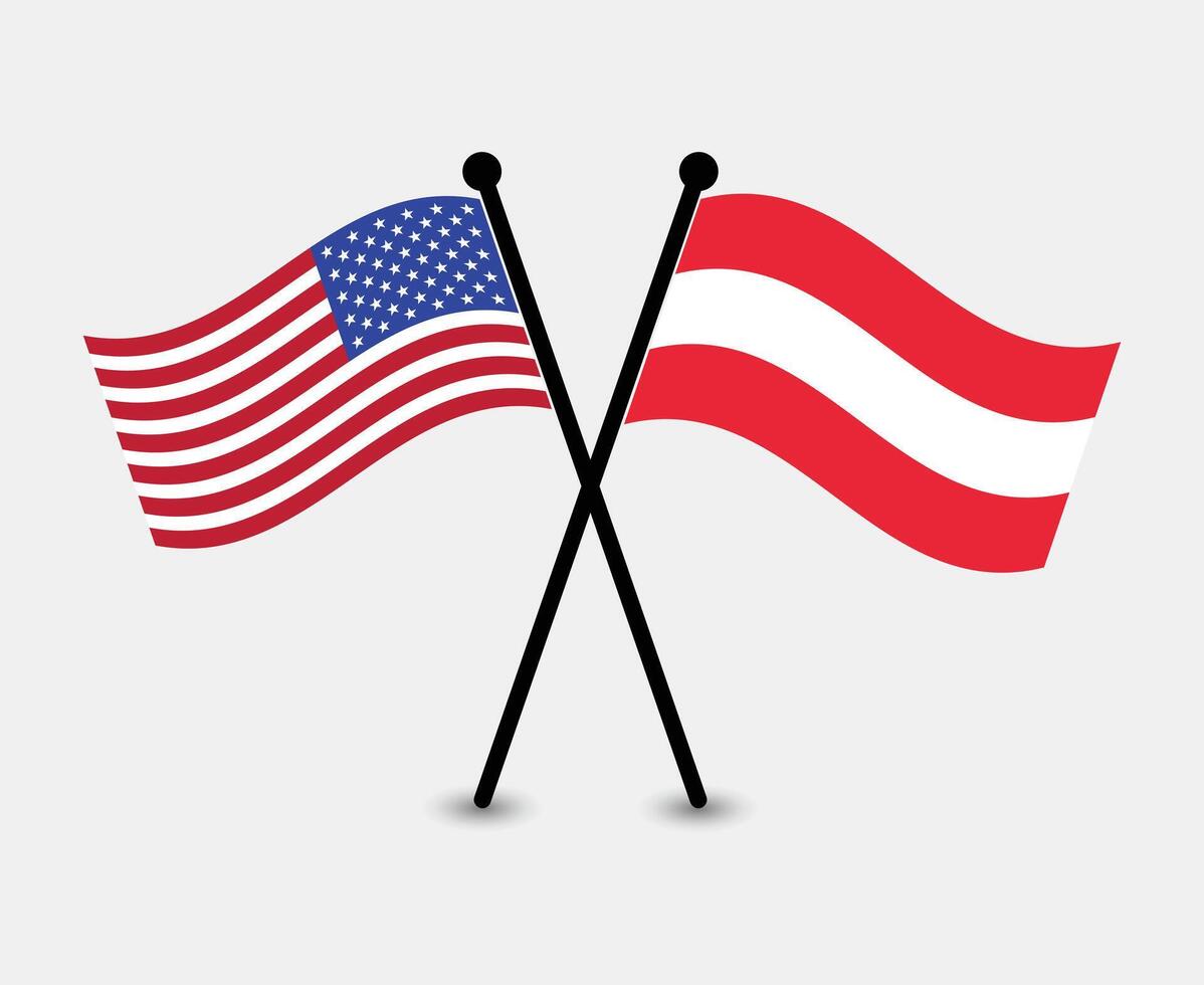 USA and Austria flags crossed vector