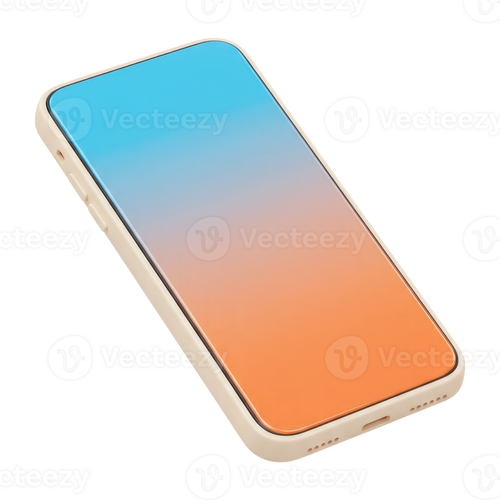 A Modern Phone Icon with a Colorful Screen. Cut Out, Clipping Path Isolated on Transparent Background. png