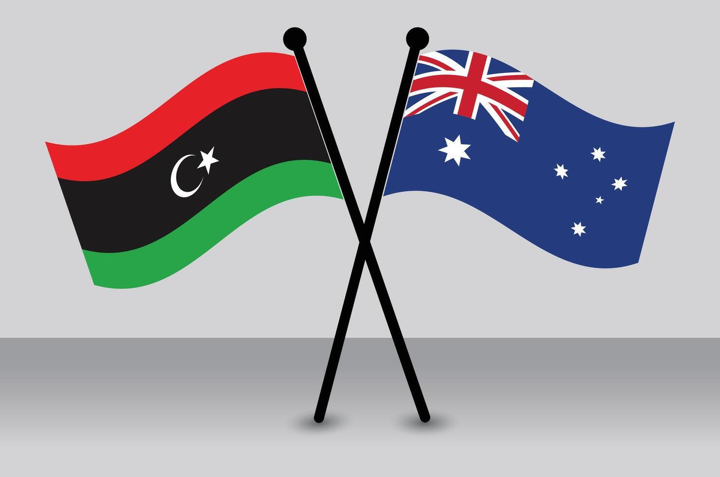 Libya and Australia flags crossed vector